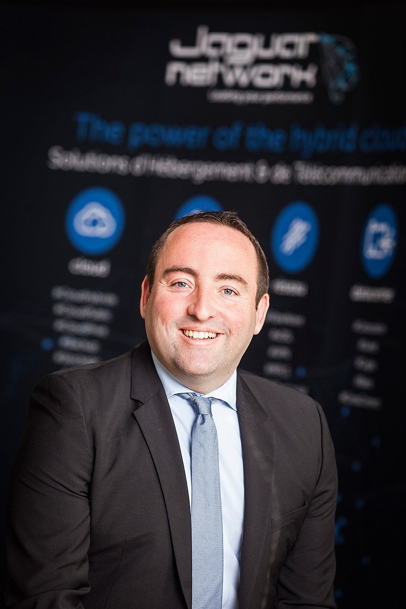 Corporate portrait of Kevin Polizzi, CEO of Jaguar Network,at Jaguar Network headquarters in Marseilles, France, photographed by portrait photographer Denis Dalmasso