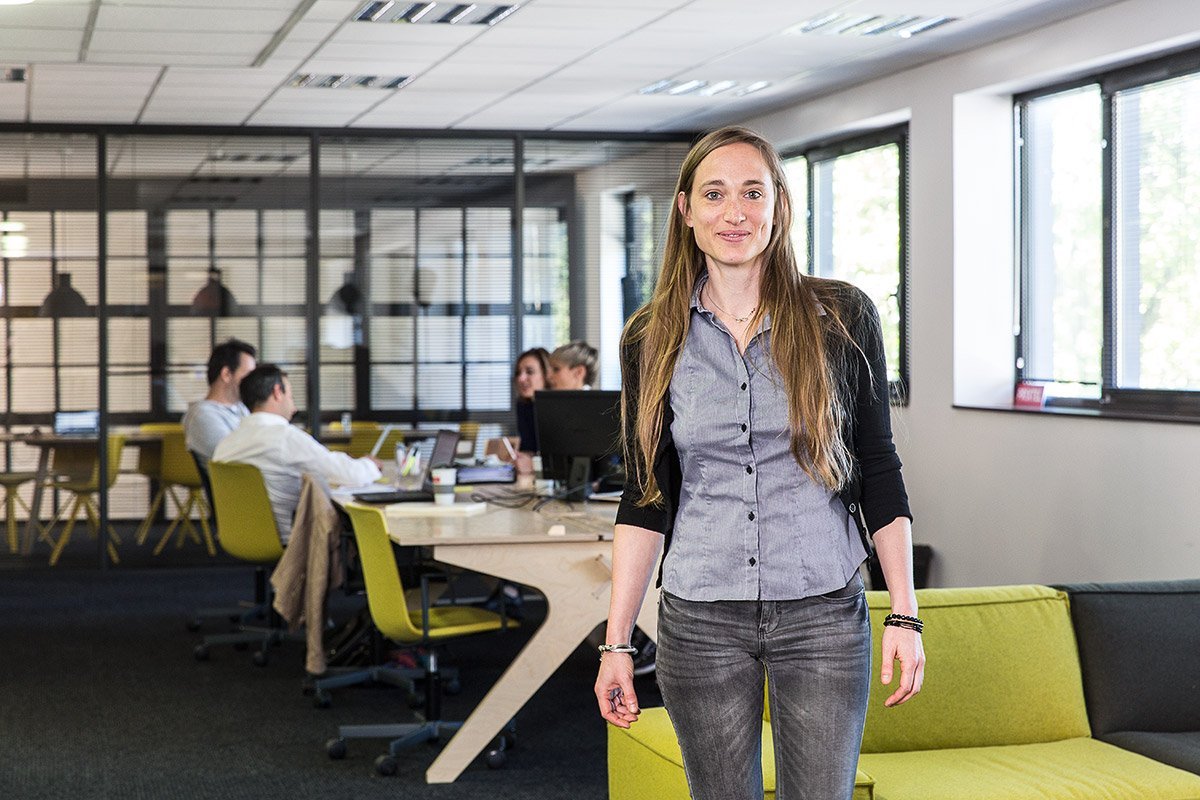 Corporate portrait of an employee of French company Prixtel in their headquarters at Aix-en-Provence, south of France, by photographer Denis Dalmasso